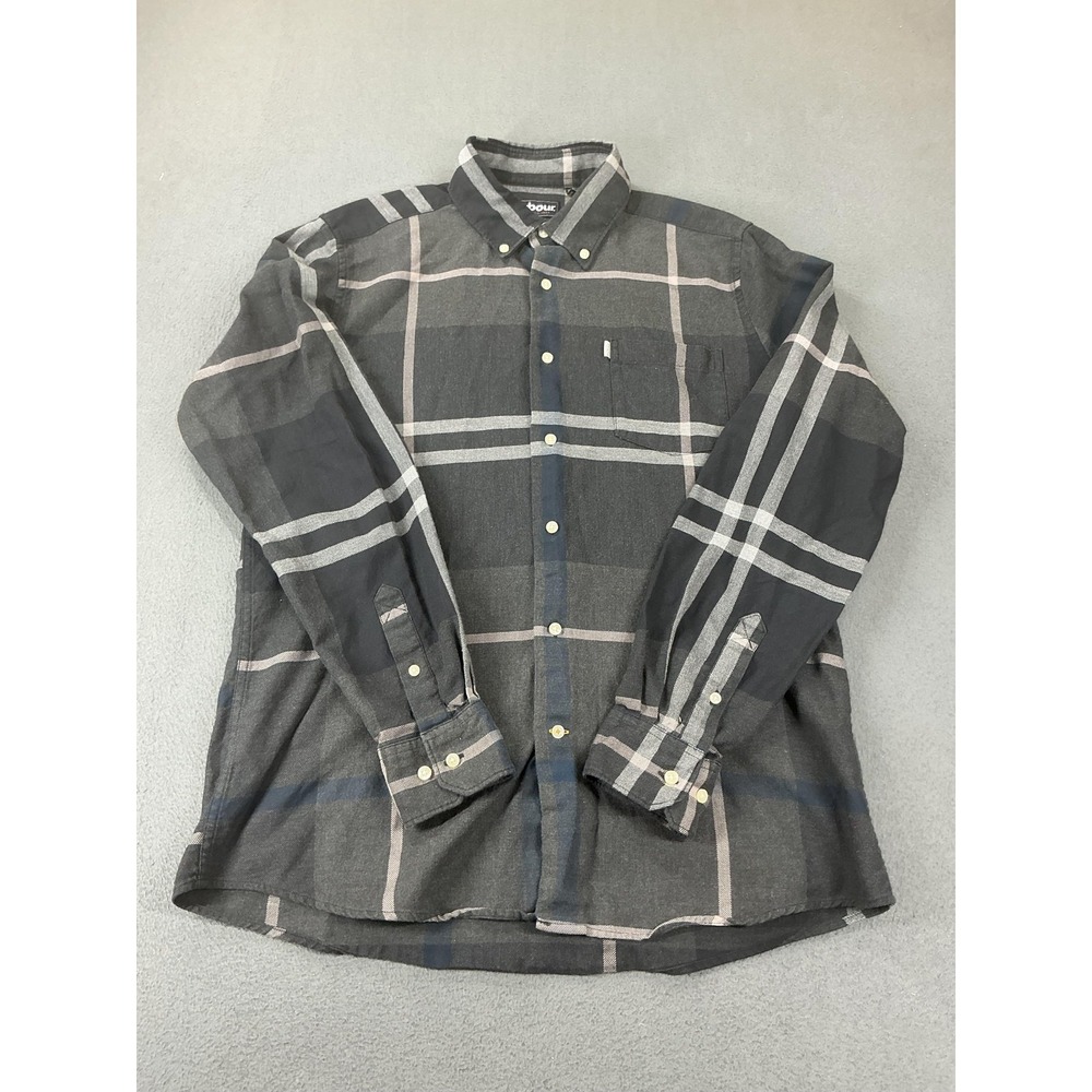 Barbour Shirt Mens M Gray Plaid Cotton Long Sleeve Button Up Tailored Fit